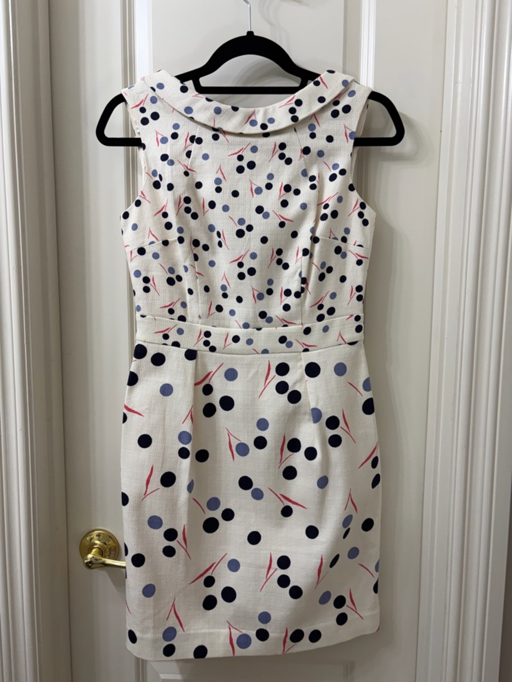 NWT Boden Martha Sleeveless Ivory Polka Dot Sheath Dress - Picture 4 of 8